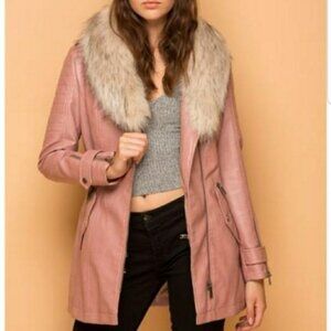 Faux Leather with Fur Jacket